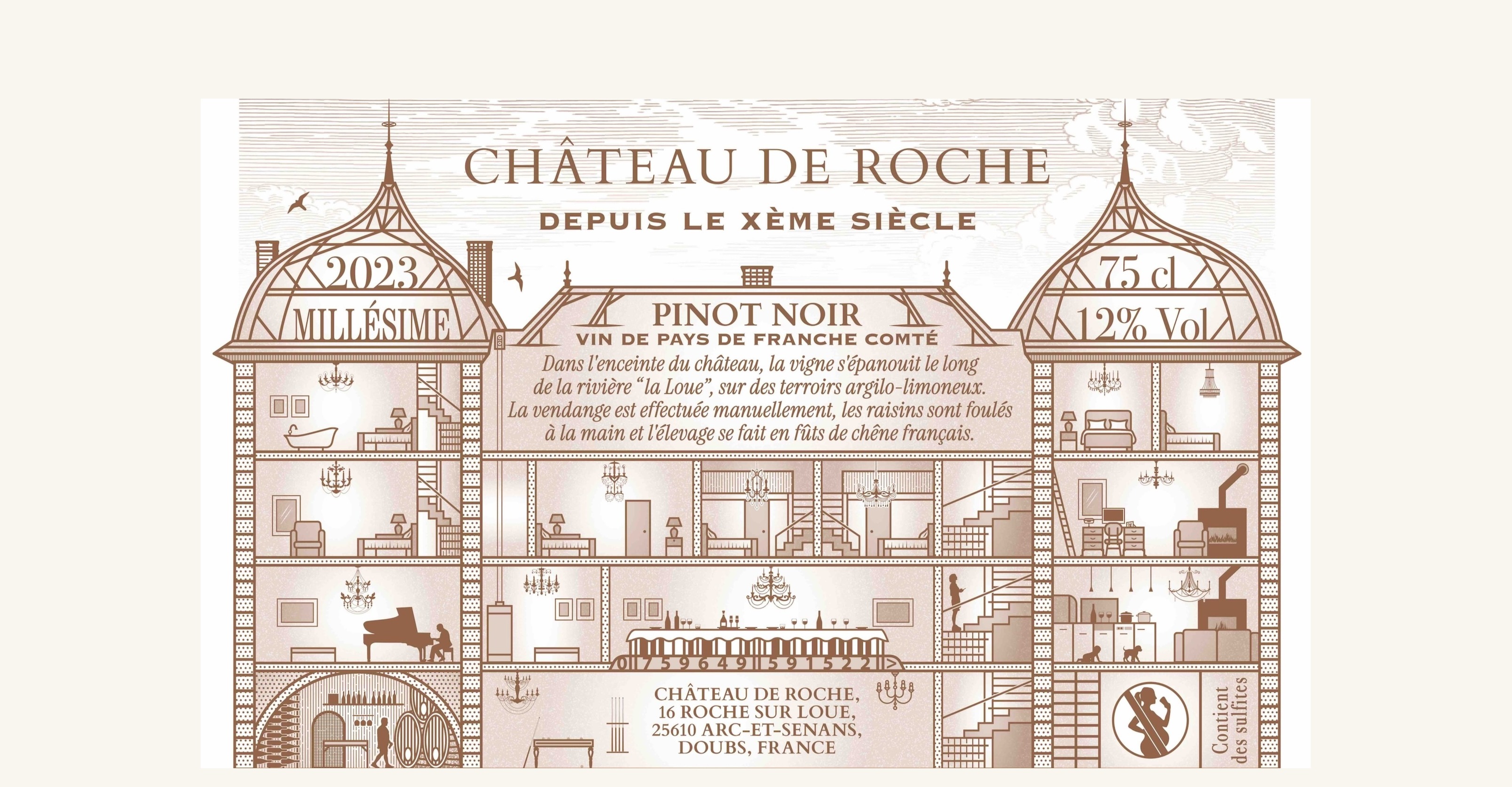 The Château de Roche in cutaway, the house within